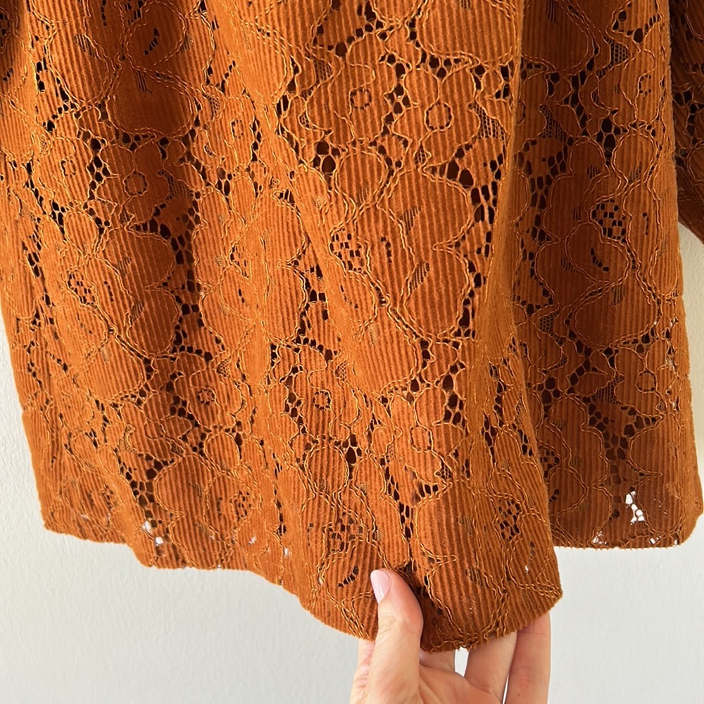 Anthropologie Dolan Left Coast Norah Floral Corduroy Blouse in Camel/Rust Size M - Picture 3 of 7